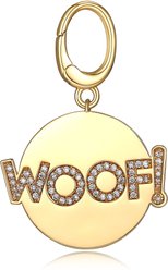Scamper & Co Round "Woof!" Yellow Gold-Plated Bronze Dog ID Tag, Small