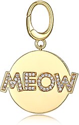 Scamper & Co Round "Meow" Yellow Gold-Plated Bronze Dog ID Tag, Small