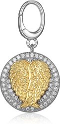 Scamper & Co Round Angel Wings Rhodium & Yellow Gold-Plated Bronze Dog & Cat ID Tag, Small