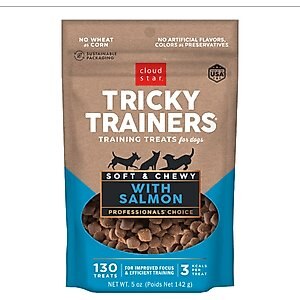 Cloud Star Chewy Tricky Trainers Salmon Flavor Dog Treats, 5-oz bag