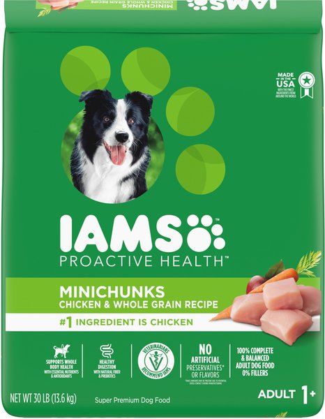 Iams Proactive Health MiniChunks Small Kibble Adult Chicken & Whole Grain Dry Dog Food, 30-lb bag slide 1 of 11