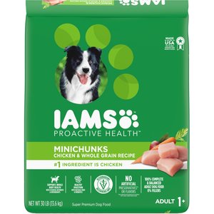 Iams Proactive Health MiniChunks Small Kibble Adult Chicken & Whole Grain Dry Dog Food, 30-lb bag