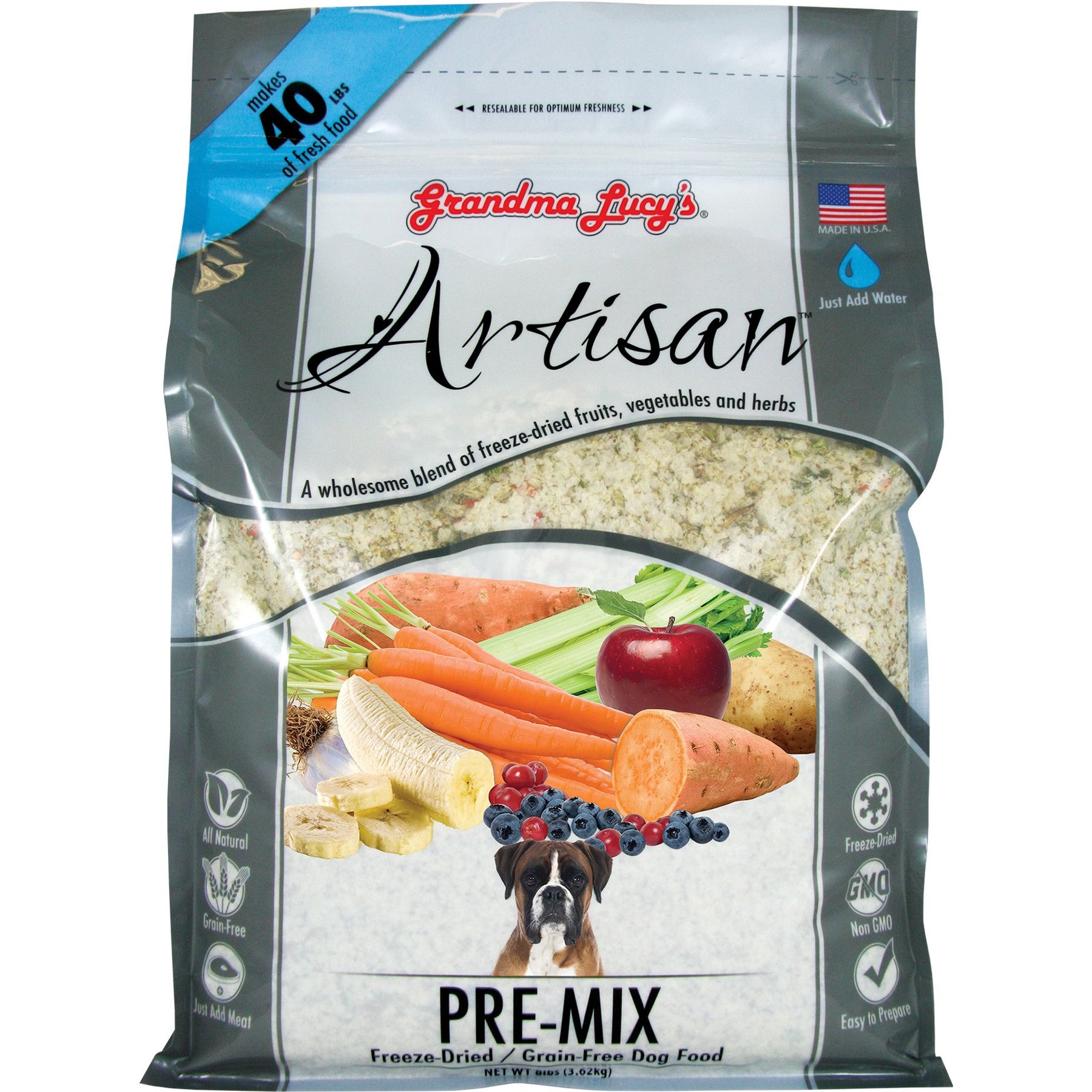 GRANDMA LUCY'S Artisan Grain-Free/Freeze-Dried Dog Food Pre-Mix, 8