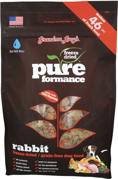 Grandma Lucy's Pureformance Rabbit Grain-Free Freeze-Dried Dog Food, 10-lb bag slide 1 of 10