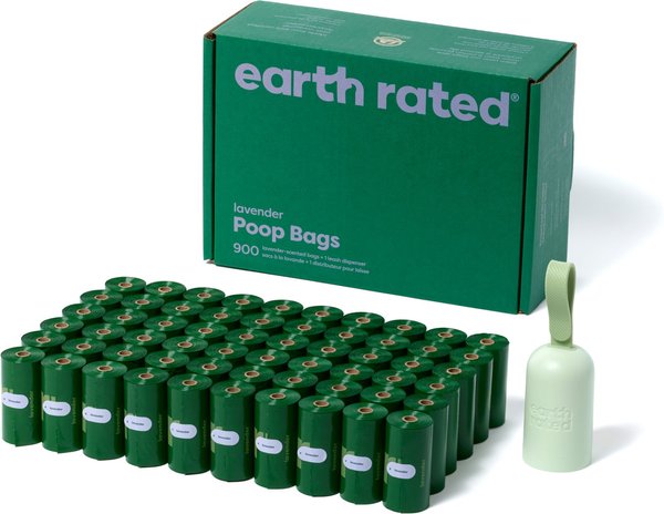 EARTH RATED Dog Poop Bag Holder with Dog Poop Bags, Lavender Scented, 1  Dispenser & 900 bags 