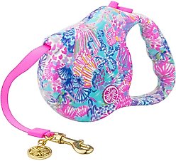 Lilly Pulitzer Splendor In The Sand Retractable Dog Leash, Light Blue, 16-ft