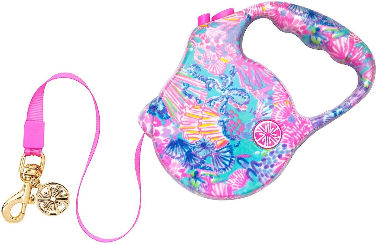LILLY PULITZER Splendor In The Sand Retractable Dog Leash, Light Blue