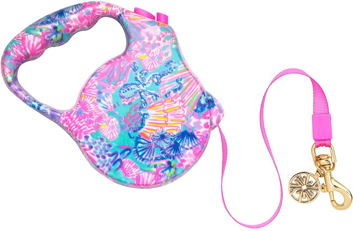LILLY PULITZER Splendor In The Sand Retractable Dog Leash, Light Blue