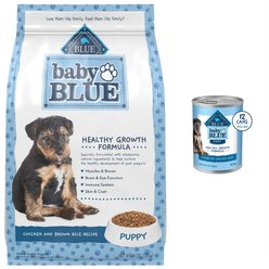Blue Buffalo Baby BLUE Healthy Growth Formula Natural Puppy Dry Dog Food, Chicken and Brown Rice Recipe 4-lb + Wet Food, Chicken and Vegetable Recipe