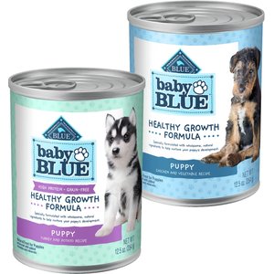 Blue Buffalo Baby BLUE Healthy Growth Formula Natural Puppy, Chicken and Vegetable Recipe + Grain-Free High Protein, Turkey and Potato Recipe, Wet Dog Food