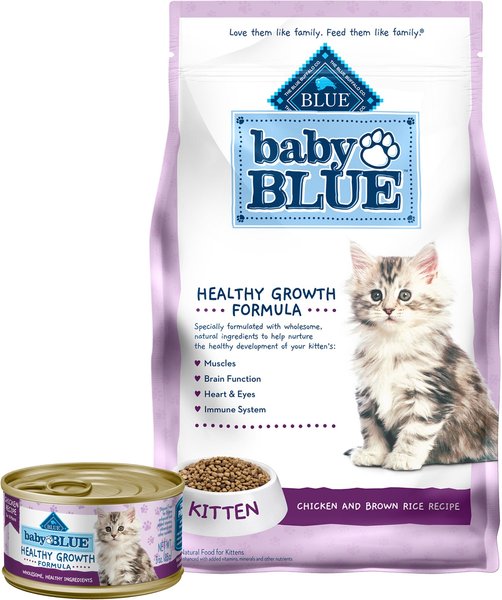 Blue Buffalo Baby BLUE Healthy Growth Formula Natural Kitten Dry Cat Food, Chicken and Brown Rice Recipe 5-lb + Pate Wet Food, Chicken Recipe slide 1 of 9