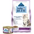 Blue Buffalo Baby BLUE Healthy Growth Formula Natural Kitten Dry Cat Food, Chicken and Brown Rice Recipe 5-lb + Pate Wet Food, Chicken Recipe