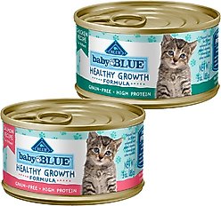 Blue Buffalo Baby BLUE Healthy Growth Formula Grain-Free High Protein, Natural Kitten Pate Wet Cat Food, Chicken Recipe + Pate Wet Food, Salmon Recipe