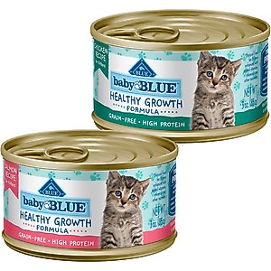 Blue Buffalo Baby BLUE Healthy Growth Formula Grain-Free High Protein, Natural Kitten Pate Wet Cat Food, Chicken Recipe + Pate Wet Food, Salmon Recipe