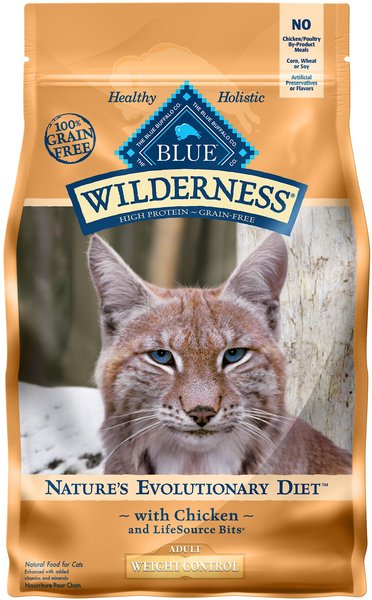 Blue Buffalo Wilderness Weight Control Chicken Recipe Grain-Free Dry Cat Food, 5-lb bag slide 1 of 9