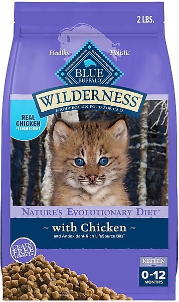 Blue Buffalo Wilderness Kitten Chicken Recipe Grain-Free Dry Cat Food, 2-lb bag slide 1 of 7