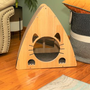 Armarkat Real Wood Triangular Cat Condo, Natural Beige, 22-in