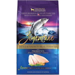 Zignature Trout & Salmon Meal Limited Ingredient Formula With Probiotic Dry Dog Food, 4-lb bag