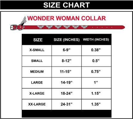 Show full view: Buckle-Down DC Comics, Wonder Woman with WW Icon Charms Dog Collar, Large: 14 to 19-in neck slide 6 of 7