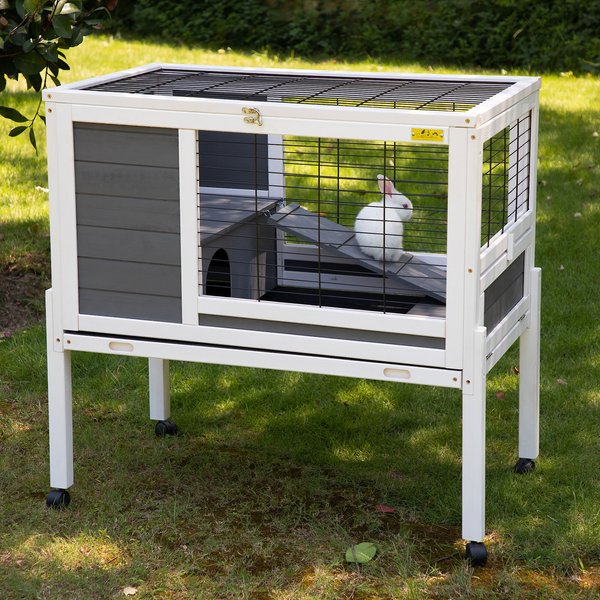 COZIWOW by Jaxpety 2-Tier Wood Rabbit Hutch Small Animal Cage with Ramp -  