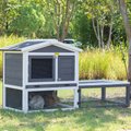 Coziwow by Jaxpety Outdoor Wooden Rabbit Hutch with Weather Resistant Roof