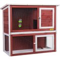 Coziwow by Jaxpety 2-Tier Wood Rabbit Hutch Cage with Weatherproof Roof, Red