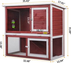 Coziwow by Jaxpety 2-Tier Wood Rabbit Hutch Cage with Weatherproof Roof, Red slide 2 of 9