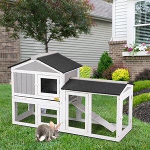 Coziwow by Jaxpety 2-Tier Wood Rabbit Hutch Outdoor Small Animal Cage, Grey