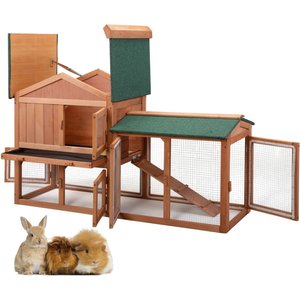 Coziwow by Jaxpety 2-Tier Wood Rabbit Hutch Outdoor Small Animal Cage, Orange