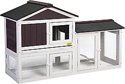 Coziwow by Jaxpety 2-Tier Wood Rabbit Hutch Outdoor Small Animal Cage, Brown