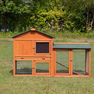 Coziwow by Jaxpety 2-Tier Outdoor Wooden Rabbit Hutch with Ramp, Orange