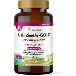 NaturVet Advanced Care ArthriSoothe-GOLD Chewable Tablets Joint Supplement for Cats & Dogs, 90 count