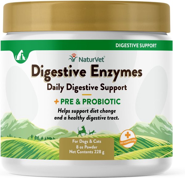 NaturVet Digestive Enzymes Plus Probiotic Powder Digestive Supplement for Cats & Dogs, 8-oz slide 1 of 8
