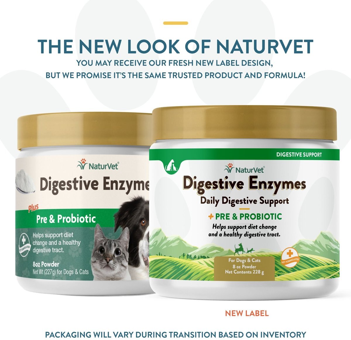 NATURVET Digestive Enzymes Plus Probiotic Powder Digestive Supplement