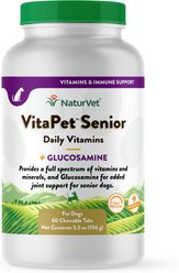 NaturVet VitaPet Senior Daily Vitamins Plus Glucosamine Dog Supplement, 60 count