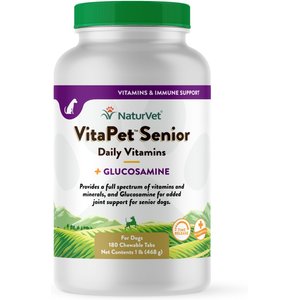 NaturVet VitaPet Senior Daily Vitamins Plus Glucosamine Dog Supplement, 180 count