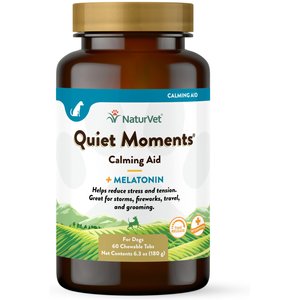 NaturVet Quiet Moments Chewable Tablets Calming Supplement for Dogs, 60 count