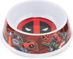 Buckle-Down Deadpool Logo Deadpool Pose Dog Bowls, Red, 16-oz