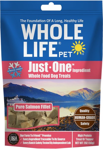 Whole Life Just One Ingredient Pure Salmon Fillet Freeze-Dried Dog Treats, 2-oz bag slide 1 of 8