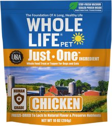 Whole Life Just One Ingredient Pure Chicken Breast Freeze-Dried Dog & Cat Treats, 10-oz bag