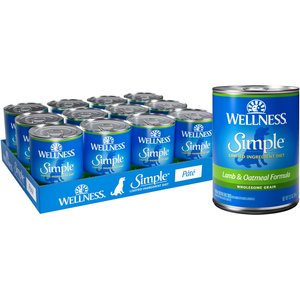 Wellness Simple Limited Ingredient Diet Lamb & Oatmeal Formula Canned Dog Food, 12.5-oz, case of 12