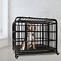 SMONTER Heavy Duty Metal Indoor & Outdoor Medium & Large Breed Dog Crate, Dark silver, 38-in
