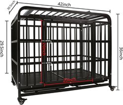 SMONTER Heavy Duty Metal Indoor & Outdoor Medium & Large Breed Dog Crate, Dark silver, 42-in slide 2 of 8