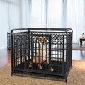 SMONTER Heavy Duty Double Lock Metal Large Breed Dog Crate, Dark Silver, 38-in