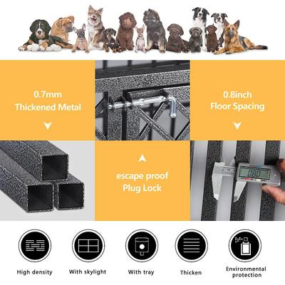 Show full view: SMONTER Heavy Duty Double Lock Metal Large Breed Dog Crate, Dark Silver, 38-in slide 2 of 7