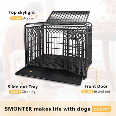 Show full view: SMONTER Heavy Duty Double Lock Metal Large Breed Dog Crate, Dark Silver, 38-in slide 3 of 7