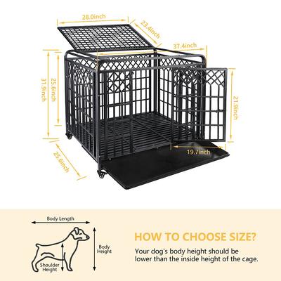 Show full view: SMONTER Heavy Duty Double Lock Metal Large Breed Dog Crate, Dark Silver, 38-in slide 5 of 7