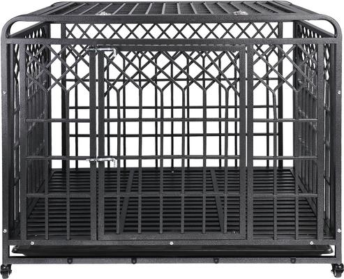 Show full view: SMONTER Heavy Duty Double Lock Metal Large Breed Dog Crate, Dark Silver, 38-in slide 6 of 7