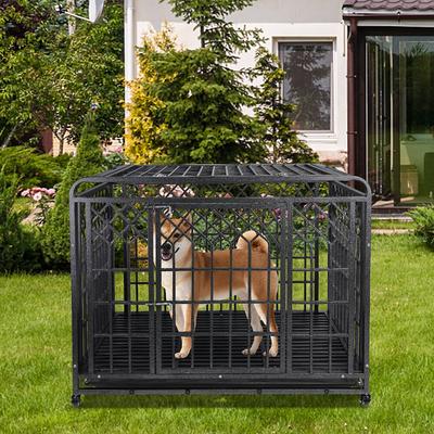 Show full view: SMONTER Heavy Duty Double Lock Metal Large Breed Dog Crate, Dark Silver, 38-in slide 7 of 7