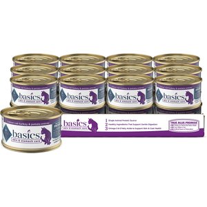 Blue Buffalo Basics Skin & Stomach Care Grain-Free Turkey & Potato Entree Indoor Adult Canned Cat Food, 3-oz, case of 24